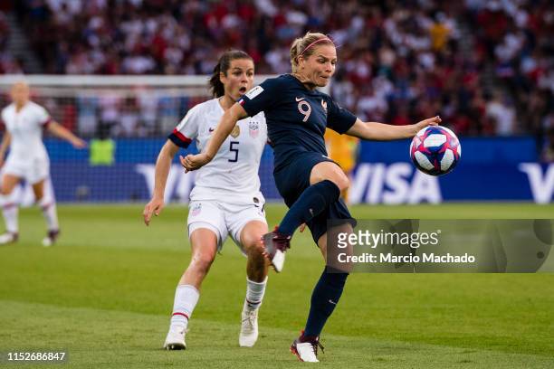 Eugenie Le Sommer of France in action during the 2019 FIFA Women's World Cup France Quarter Final match between France and USA at Parc des Princes on...