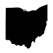 Ohio, state of USA - solid black silhouette map of country area. Simple flat vector illustration