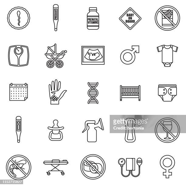 pregnancy & childbirth icon set - male symbol stock illustrations