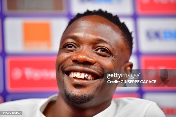 Nigeria's forward Ahmed Musa attends a press conference at the Alexandria stadium in Alexandria, northern Egypt, on June 29 on the eve of the 2019...