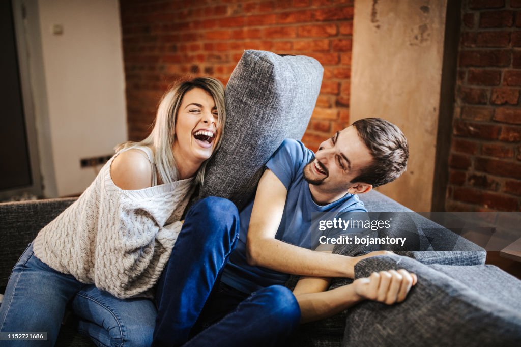 At Hom Fun Couple Having Fun At Home High-Res Stock Photo - Getty Images