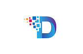 Creative D Letter Pixel  Design Symbol Vector Illustration