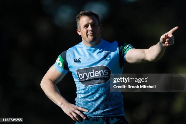 Joshua Morris is pictured during a New South Wales Blues State of Origin training session at Kippax Lake on May 31, 2019 in Sydney, Australia.