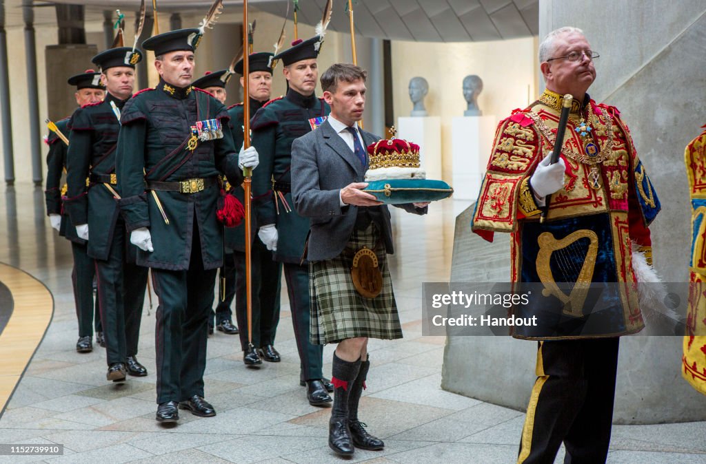 HM Queen And The Duke Of Rothesay Attend Ceremony To Mark The Scottish Parliament