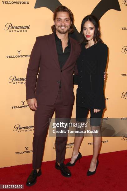 Luke Grimes and Kelsey Asbille attend Premiere Party For Paramount Network's "Yellowstone" Season 2 at Lombardi House on May 30, 2019 in Los Angeles,...
