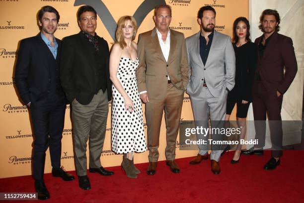 Wes Bentley, Gil Birmingham, Kelly Reilly, Kevin Costner, Cole Hauser, Kelsey Asbille and Luke Grimes attends the Premiere Party For Paramount...