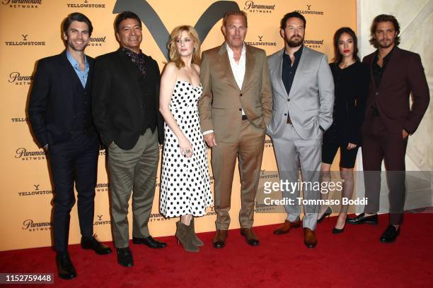 Wes Bentley, Gil Birmingham, Kelly Reilly, Kevin Costner, Cole Hauser, Kelsey Asbille and Luke Grimes attends the Premiere Party For Paramount...