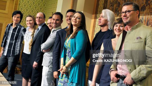 Members of the Metropolitan Opera, South Korean tenor Yonghoon Lee, Russian soprano Marina Poplavskaya, general manager Peter Gelb, principal guest...