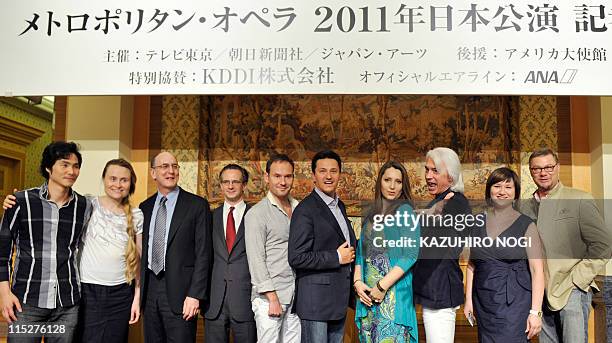 Members of the Metropolitan Opera, South Korean tenor Yonghoon Lee, Russian soprano Marina Poplavskaya, general manager Peter Gelb, principal guest...