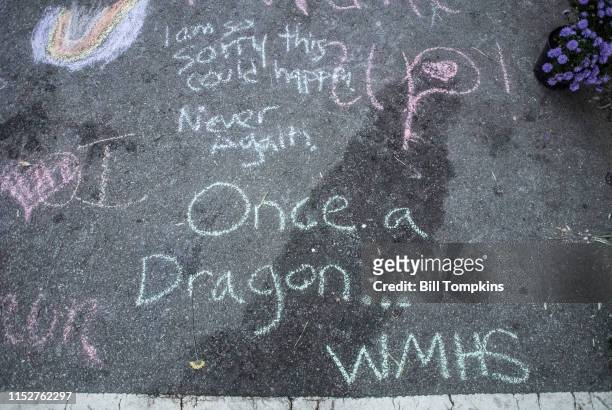 August 18, 2017: MANDATORY CREDIT Bill Tompkins/Getty Images Street grafitti that reads 'ONCE A DRAGON...' at the Heather Heyer memorial on August...