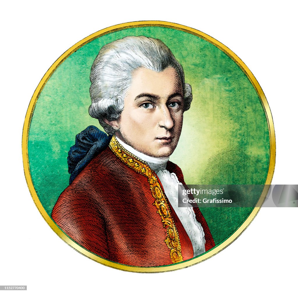 Wolfgang Amadeus Mozart Austrian Composer Portrait High-Res Vector