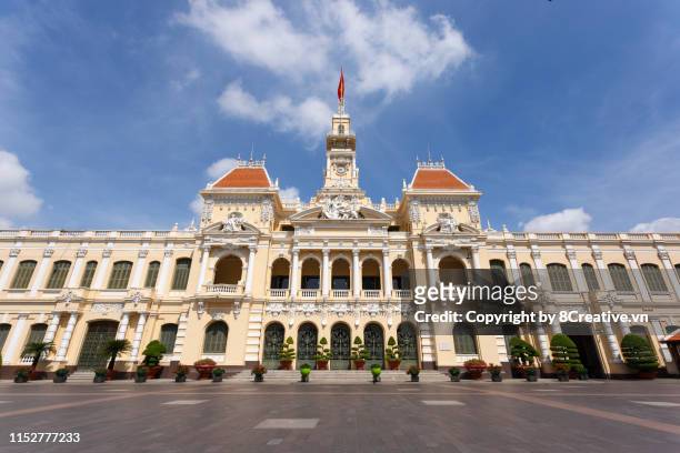 sai gon, vietnam - september 22, 2018: ho chi minh city people's committee (saigon, sai gon) headquarters is one of the projects that are always in the list of outstanding destinations attracting tourists in saigon. - peoples committee building ho chi minh city stock pictures, royalty-free photos & images