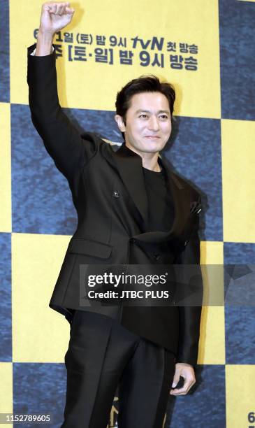 Actor Jang Dong-gun attends tvN drama "Asdal Regiment" premiere at Imperial Palace Hotel on May 28, 2019 in Seoul, South Korea.