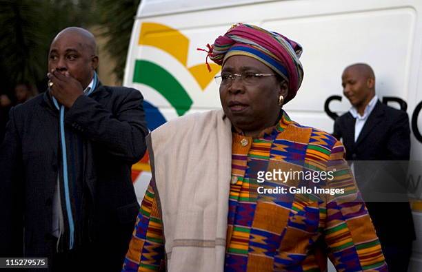 Minister of Home Affairs Nkosazana Dlamini-Zuma arrives at the Sisulu home on June 3, 2011 in Linden, Johannesburg, South Africa. Many politicians...