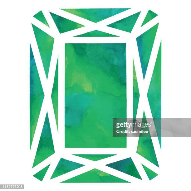 watercolor green gem - gemstone stock illustrations