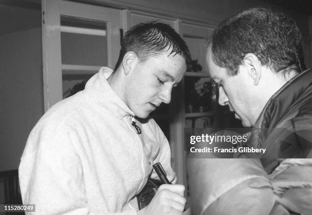 John Terry of Chelsea signs an autograph at the Harlington training ground during September 1998 in London,England.