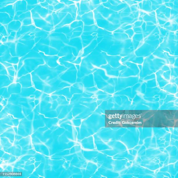 illustrazioni stock, clip art, cartoni animati e icone di tendenza di superficie dell'acqua della piscina blu con abbagliamento solare e onde. illustrazione vettoriale realistica dello sfondo. sfondo tropicale, elemento di design tropicale, concetto estivo - piscina pubblica all'aperto