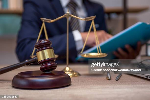 judge gavel with justice lawyers, businesswoman in suit or lawyer, advice and legal services concept. - promotor de justiça - fotografias e filmes do acervo