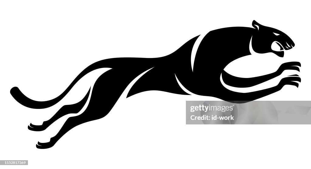 Jumping cheetah silhouette