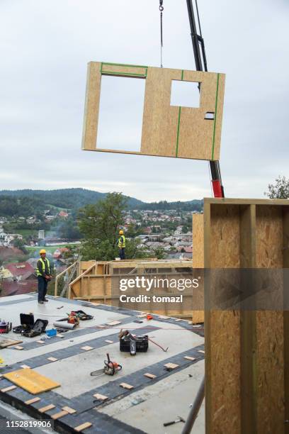 prefabricated house construction site - prefab building stock pictures, royalty-free photos & images