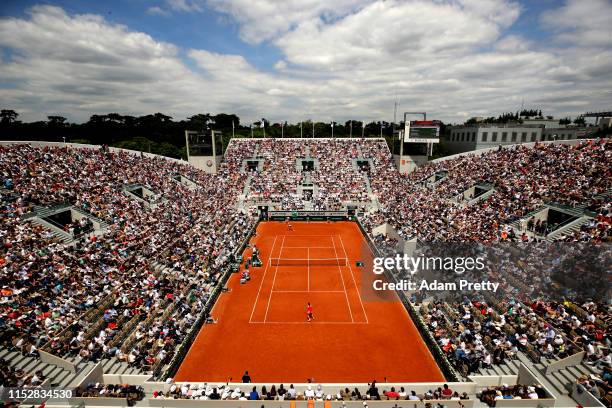 General view during the ladies singles third round match between Anastasija Sevastova of Latvia and Elise Mertens of Belgium during Day six of the...