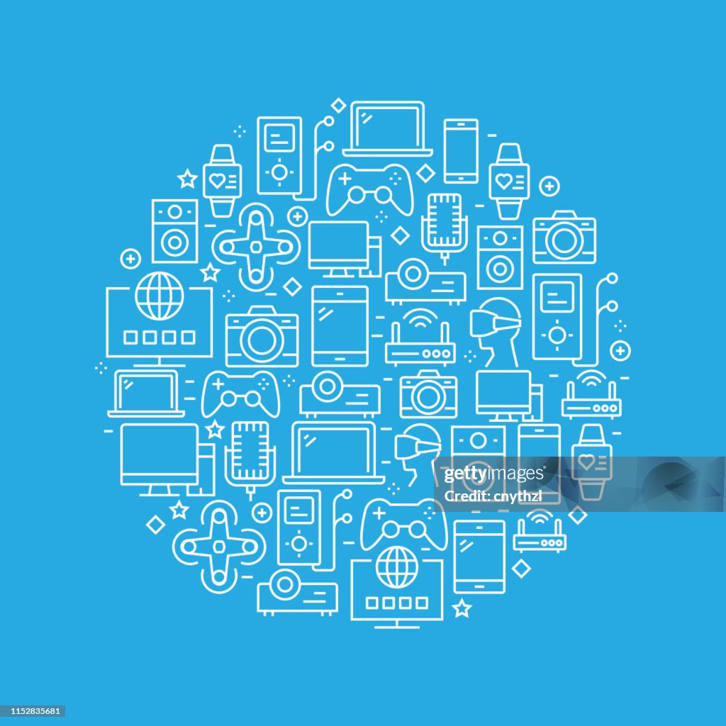 Electronics Work Graphics Electronics And Devices Related Pattern Design High-Res Vector Graphic ...
