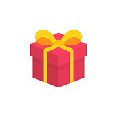 Isometric Gift Flat Icon. Pixel Perfect. For Mobile and Web.