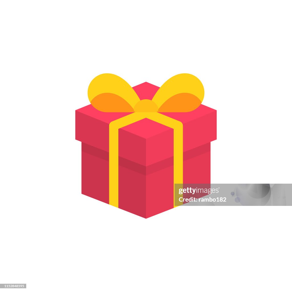 Isometric Gift Flat Icon. Pixel Perfect. For Mobile and Web.