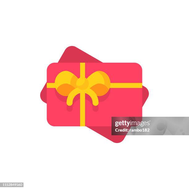 gift card flat icon. pixel perfect. for mobile and web. - gift card stock illustrations