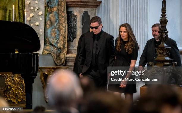 Dominik Elsner is seen during the funeral service for German actress Hannelore Elsner on May 31, 2019 in Munich, Germany. The actress died at age 76...