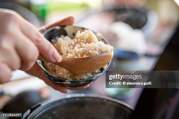 bowl of rice - makrodietisk mat bildbanksfoton och bilder