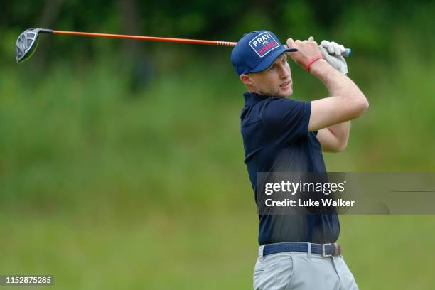 England cricketer Joe Root in action during the PCA Team England Golf Day at The Grove on May 31, 2019 in Watford, England.