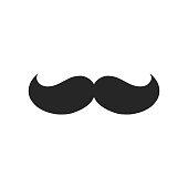 Mustache icon. Hipster moustache stylish symbol. Template design for masquerade, holiday, party or logo for barbershop. Retro vintage art.