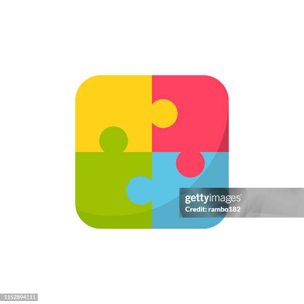 jigsaw puzzle flat icon. pixel perfect. for mobile and web. - friendly rivalry stock illustrations