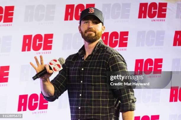 Actor Chris Evans speaks on stage during ACE Comic Con at Century Link Field Event Center on June 28, 2019 in Seattle, Washington.