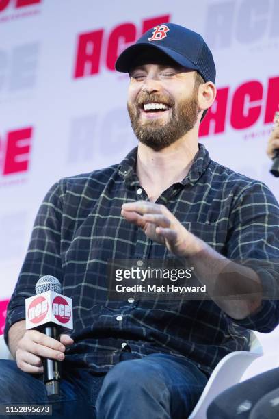 Actor Chris Evans speaks on stage during ACE Comic Con at Century Link Field Event Center on June 28, 2019 in Seattle, Washington.