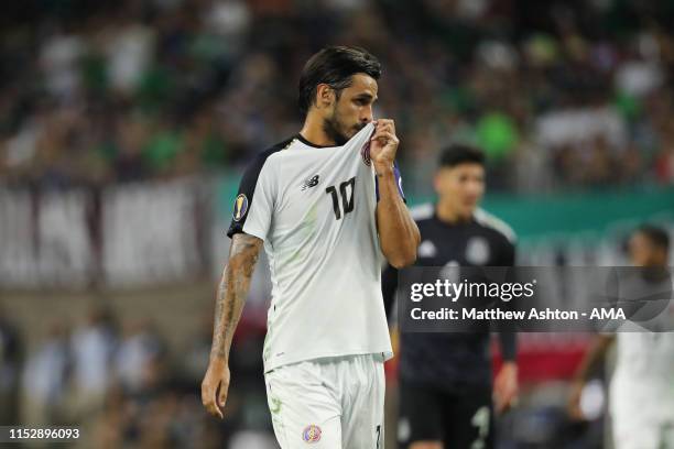 Bryan Ruiz of Costa Rica dejected during the 2019 CONCACAF Gold Cup Quarter Final match between Mexico v Costa Rica at NRG Stadium on June 29, 2019...