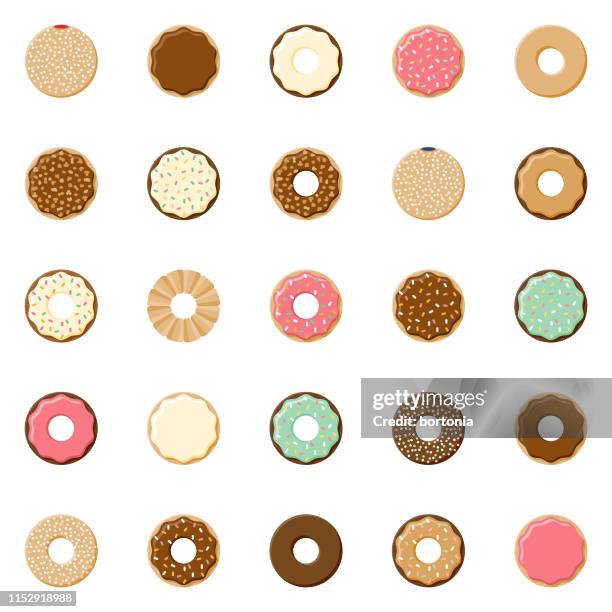 donuts icon-set - streusel stock-grafiken, -clipart, -cartoons und -symbole