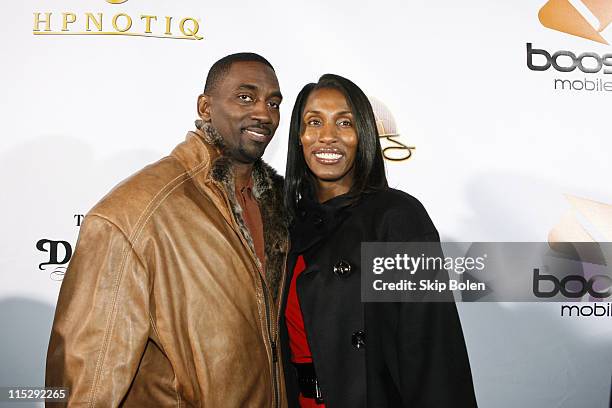 Los Angeles Sparks center Lisa Leslie and her husband attends the 2008 NBA All-Star in New Orleans Boost Mobiles Zo and Magic 8-Ball Challenge...