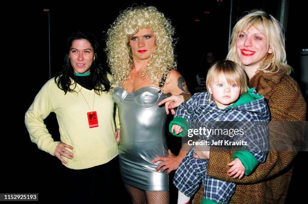 Kim Deal, Flea, Courtney Love, And Francis Bean Cobain at The 1993 MTV Live And Loud at Pier 48 on December 13th, 1993 in Seattle, WA.