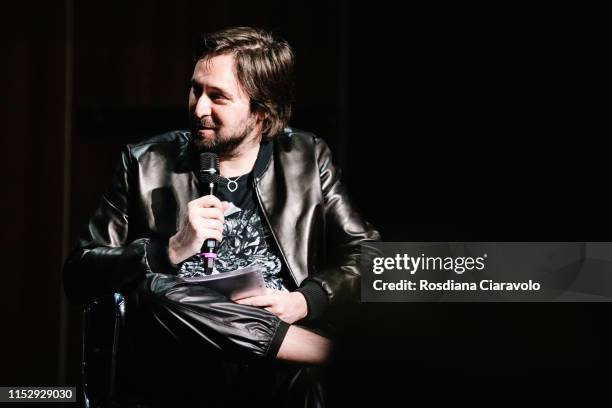 Italian artist Francesco Vezzoli attends the presentation of the "Soggettiva Pedro Almodóvar" at Fondazione Prada on May 31, 2019 in Milan, Italy.