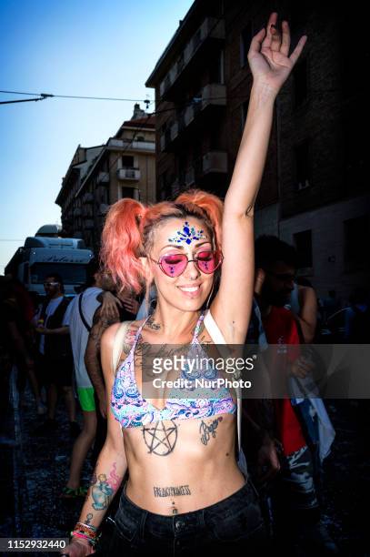 Portraits of people during the Gay Pride 2019 on June 29, 2019 in Milan, Italy.