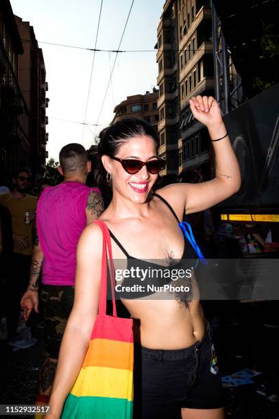 Portraits of people during the Gay Pride 2019 on June 29, 2019 in Milan, Italy.