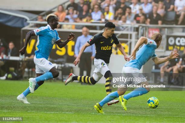 Tarik Elyounoussi of AIK during an Allsvenskan match between AIK and Malmö FF at Friends Arena on June 30, 2019 in Stockholm, Sweden.