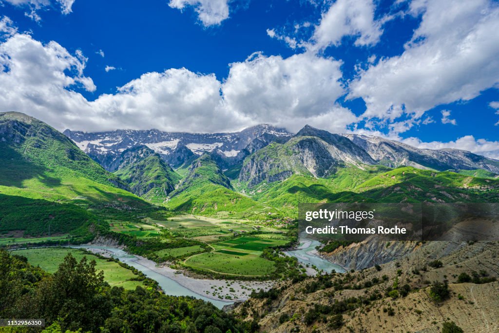 The mountains and the Vjosa River in Albania