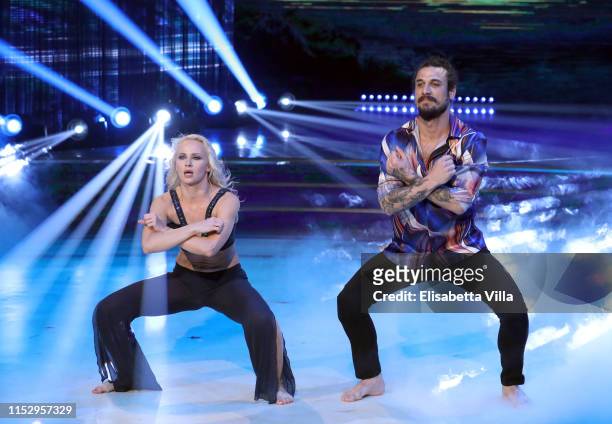 Former soccer player Dani Osvaldo and his dance partner Veera Kinnunen perform on the Ballando Con Le Stelle tv show on May 31, 2019 in Rome, Italy.