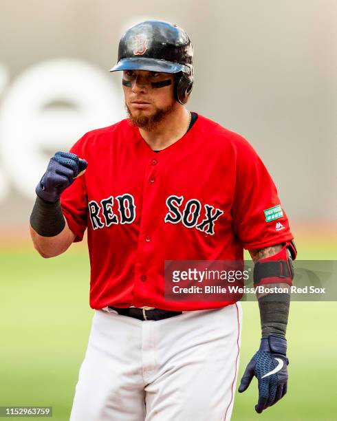 Christian Vazquez of the Boston Red Sox reacts during the eighth inning of game two of the 2019 Major League Baseball London Series against the New...