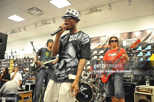 Recording artist B.o.B performs at the Reebok Classic Remix Collection hosted by Reebok and Foot Locker at Foot Locker - Gallery at South Dekalb on...