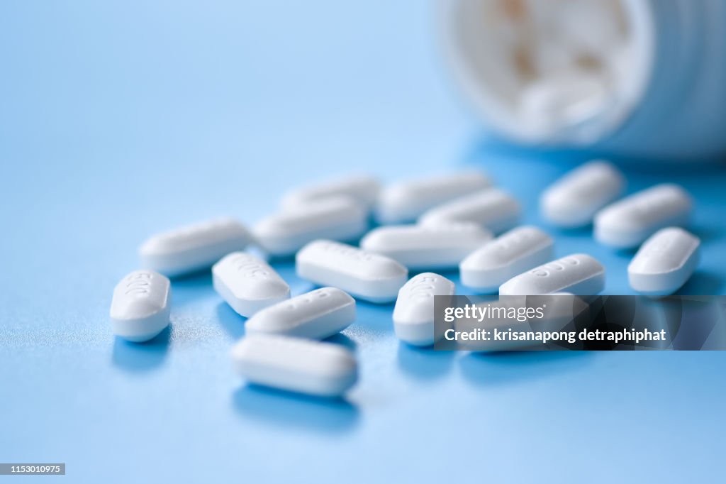 Medicine, paracetamol,white pills.