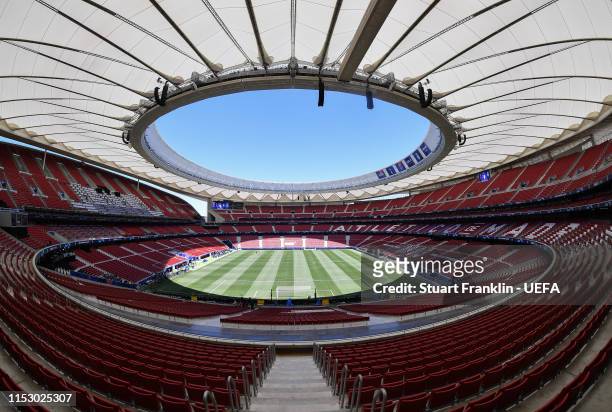 General view of the stadium prior to the UEFA Champions League Final between Tottenham Hotspur and Liverpool at Estadio Wanda Metropolitano on June...